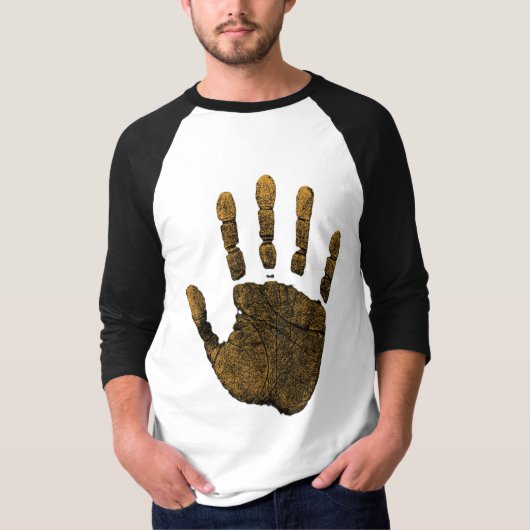 Amber Yellow Human Handprint Art T-shirt (Voorkant)