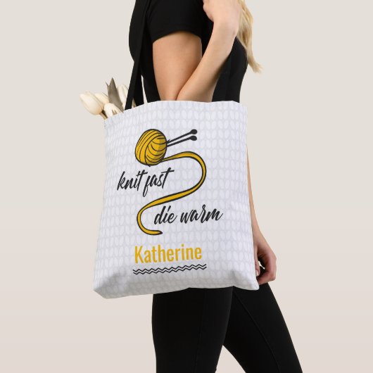 Amber Yellow Knit Fast, Die Warm Tote Bag (Dichtbij)