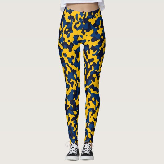 Amber Yellow, Midnight Blue, Haiti Blue, Camo Leggings (Voorkant)