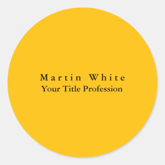 Amber Yellow Plain Elegant Professional Ronde Sticker (Voorkant)
