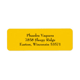 Amber Yellow Simple Plain Return-adreslabels Etiket