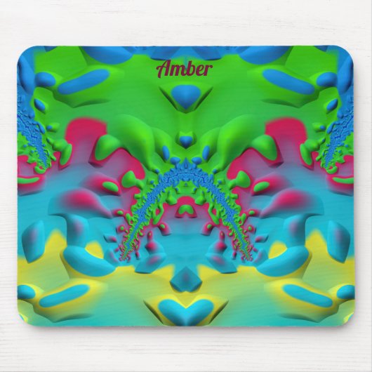 AMBER ~ Zany Hot Pink Yellow Green and Blue Mouse Muismat (Voorkant)