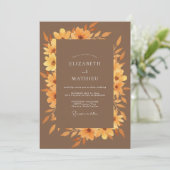 Amber Zonnebloem Herfst Eucalyptus Bruiloft Kaart (Staand voorkant)