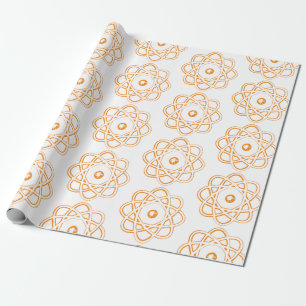 Ambergeel op White Atom Symbols Cadeaupapier