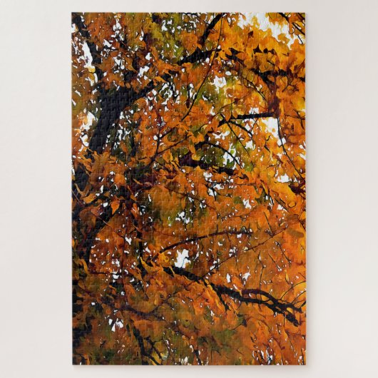 Ambergelooide bladeren van Herfst Legpuzzel (Verticaal)