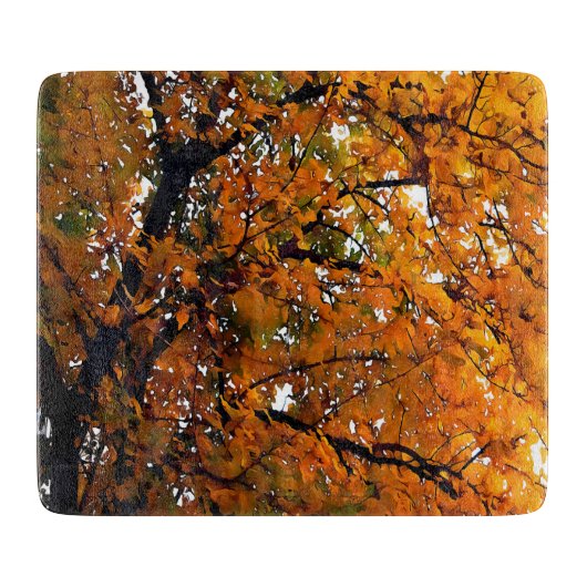 Ambergelooide bladeren van Herfst Snijplank (Voorkant)