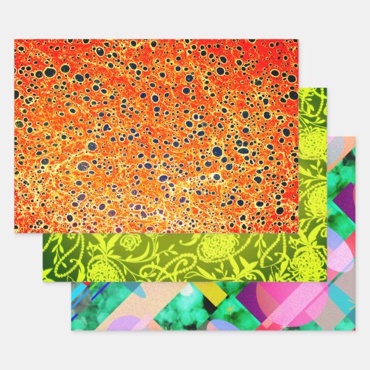 Ambergemarmerd papier, groen Paisley Pearl, Chiron Inpakpapier Vel (Set)