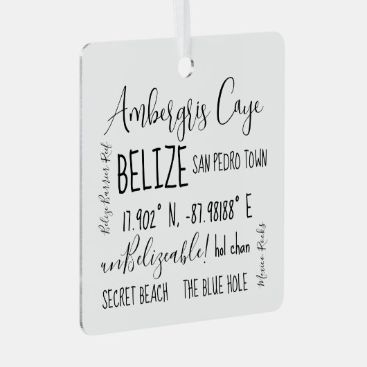 Ambergris Caye Belize Ornament van metaal (Voorkant Rechts)