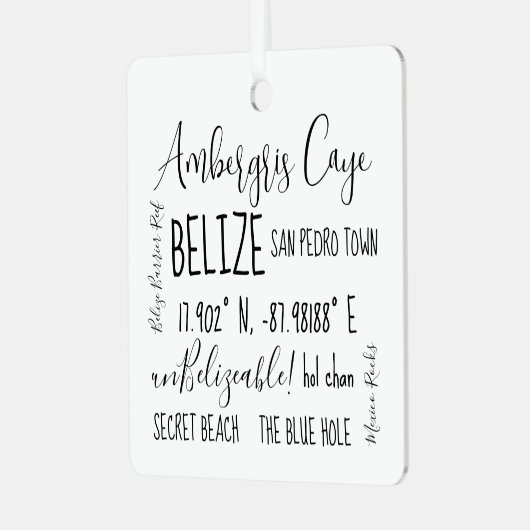 Ambergris Caye Belize Ornament van metaal (Voorkant links)