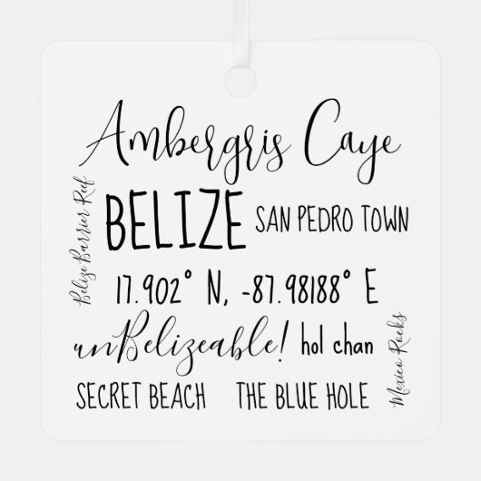 Ambergris Caye Belize Ornament van metaal (Voorkant)