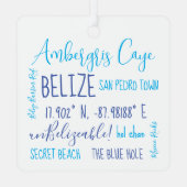 Ambergris Caye Belize Ornament van metaal (Achterkant)