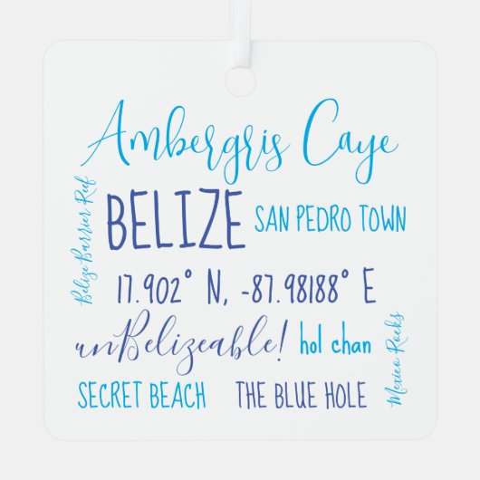 Ambergris Caye Belize Ornament van metaal (Achterkant)