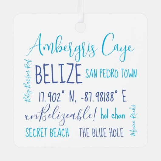Ambergris Caye Belize Ornament van metaal (Voorkant)