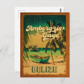 Ambergris Caye Belize Vintage Palm Trees Souvenirs Briefkaart (Voorkant / Achterkant)