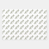 Amberjack in Leger Groen op Wit in Groot Inpakpapier Vel (Voorkant 3)