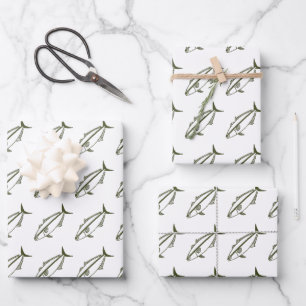 Amberjack in Leger Groen op Wit in Groot Inpakpapier Vel