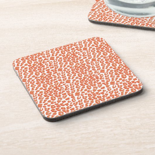 Amberkleur en witte luipaardprint bier onderzetter (Linkerzijde)