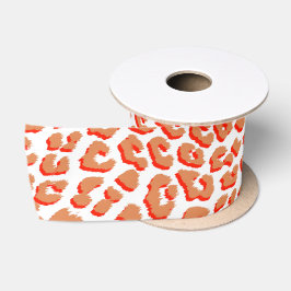 Amberkleur en witte luipaardprint satijnen lint