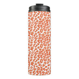 Amberkleur en witte luipaardprint thermosbeker