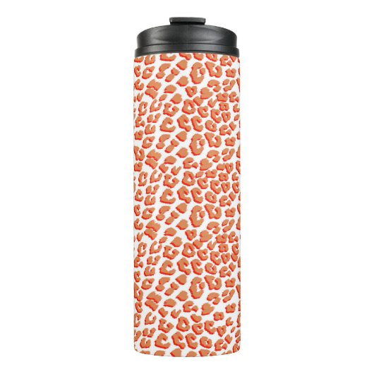 Amberkleur en witte luipaardprint thermosbeker (Voorkant)