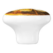 Amberkleurig bloempatroon keramische knop (Zijkant)