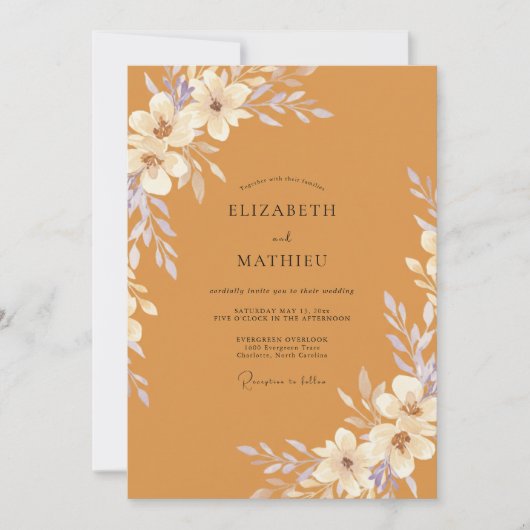 Amberkleurig Eucalyptus Bruiloftsdecor Kaart (Voorkant)