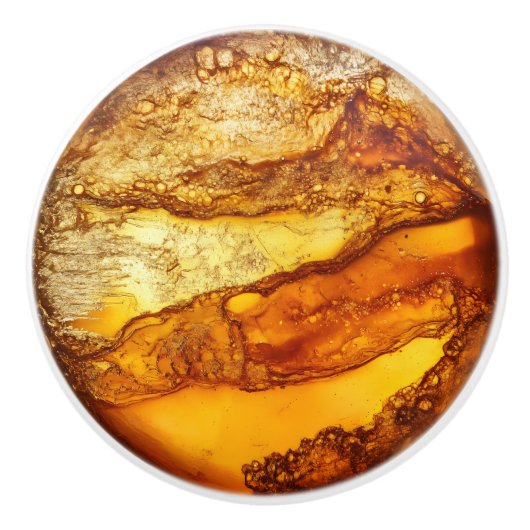 Amberkleurig patroon keramische knop (Voorkant)