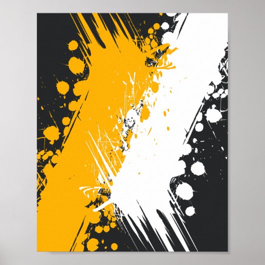 Amberkleurige en witte Abstracte verfsplash Poster (Voorkant)