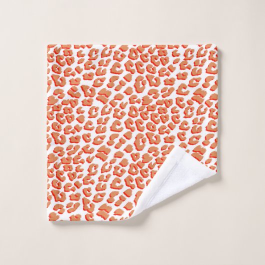 Amberkleurige en witte luipaardprint bad handdoek (Wasdoekje)