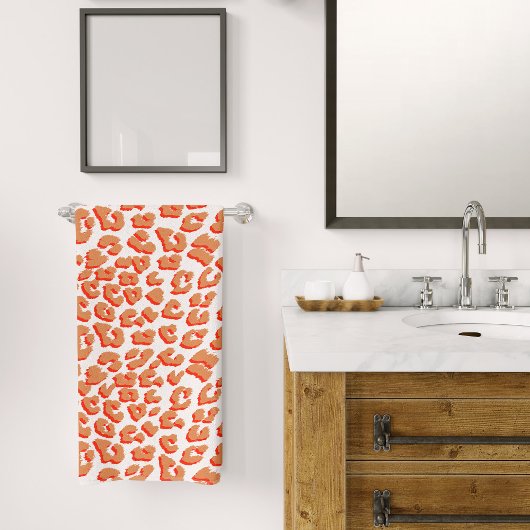 Amberkleurige en witte luipaardprint bad handdoek