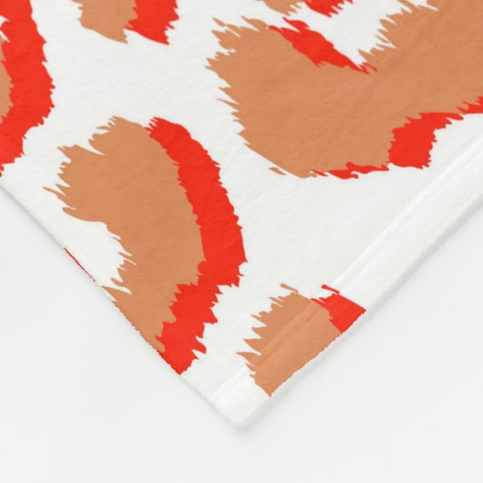 Amberkleurige en witte luipaardprint fleece deken (Hoek)