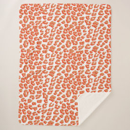 Amberkleurige en witte luipaardprint sherpa deken