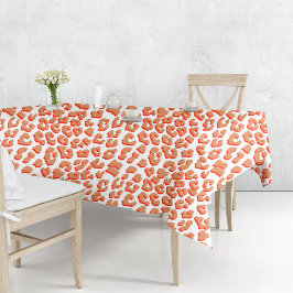 Amberkleurige en witte luipaardprint tafelkleed