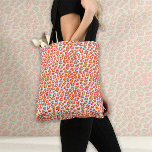 Amberkleurige en witte luipaardprint tote bag