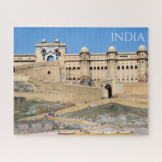 amberkleurige fort jaipur india puzzel legpuzzel (Horizontaal)