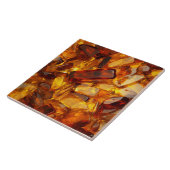 Amberkleurige glaskristallen, geel en Sinaasappel Tegeltje (Zijkant)