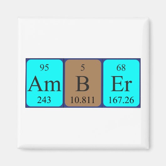 Amberkleurige periodieke tabelnaammagneet magneet (Voorkant)
