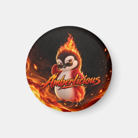 Amberlicious Fire Penguin Sunglasses Funny Magneet (Voorkant)