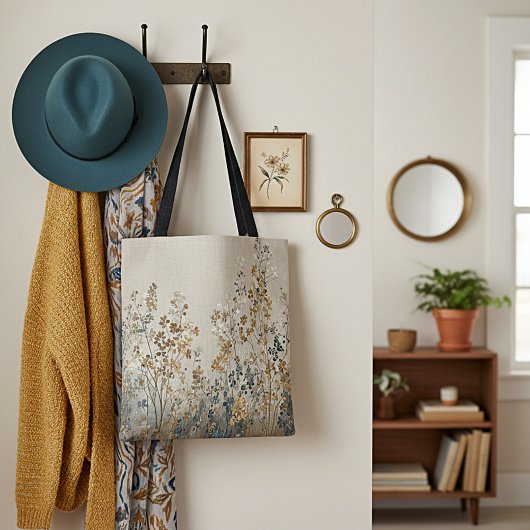 Amberweide bloemmotief tote bag