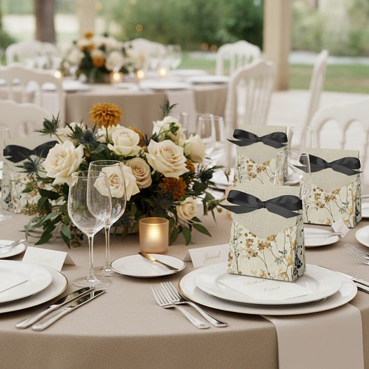 Amberweide bloemstuk bedankdoosjes