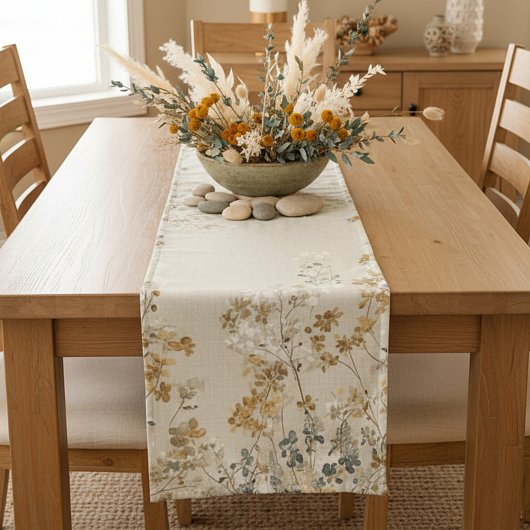 Amberweide bloemstuk korte tafelloper