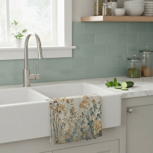 Amberweide bloemstuk theedoek