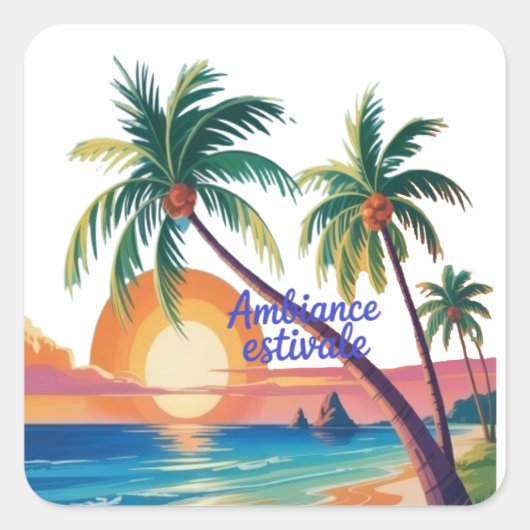 Ambiance Estivale Vierkante Sticker (Voorkant)