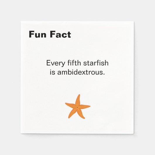 Ambidextrous Starfish Fun Fact Cocktail Servet (Voorkant)