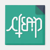 Ambigram Vaatwasser Magneet: platte stijl: blauwgr Magneet (Voorkant)