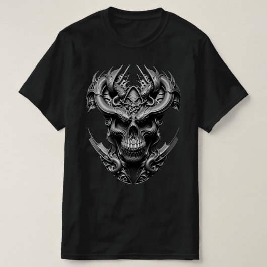 Ambigueuze Art Dragon Alien Creature Skull Design T-shirt (Design voorkant)