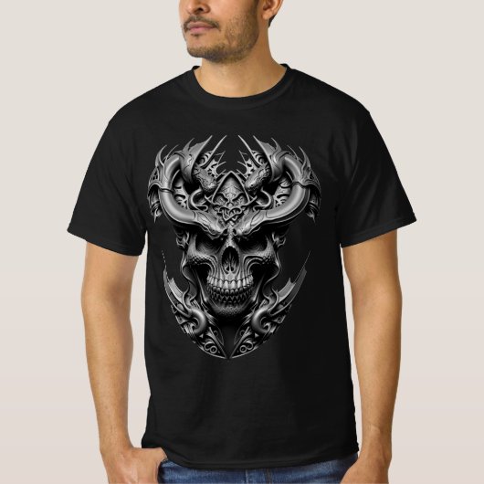 Ambigueuze Art Dragon Alien Creature Skull Design T-shirt (Voorkant)