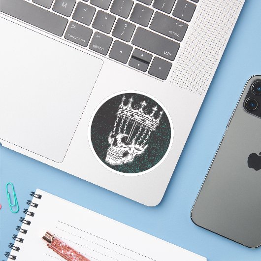 Ambiguous Disk Golf Skull Basket Sticker (Laptop met iPhone)