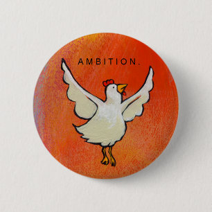 Ambitie Chicken-knop: leuke vliegende vogelkunst Ronde Button 5,7 Cm