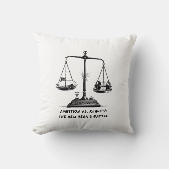 Ambities vs. Realiteit T-shirt Kussen (Voorkant)